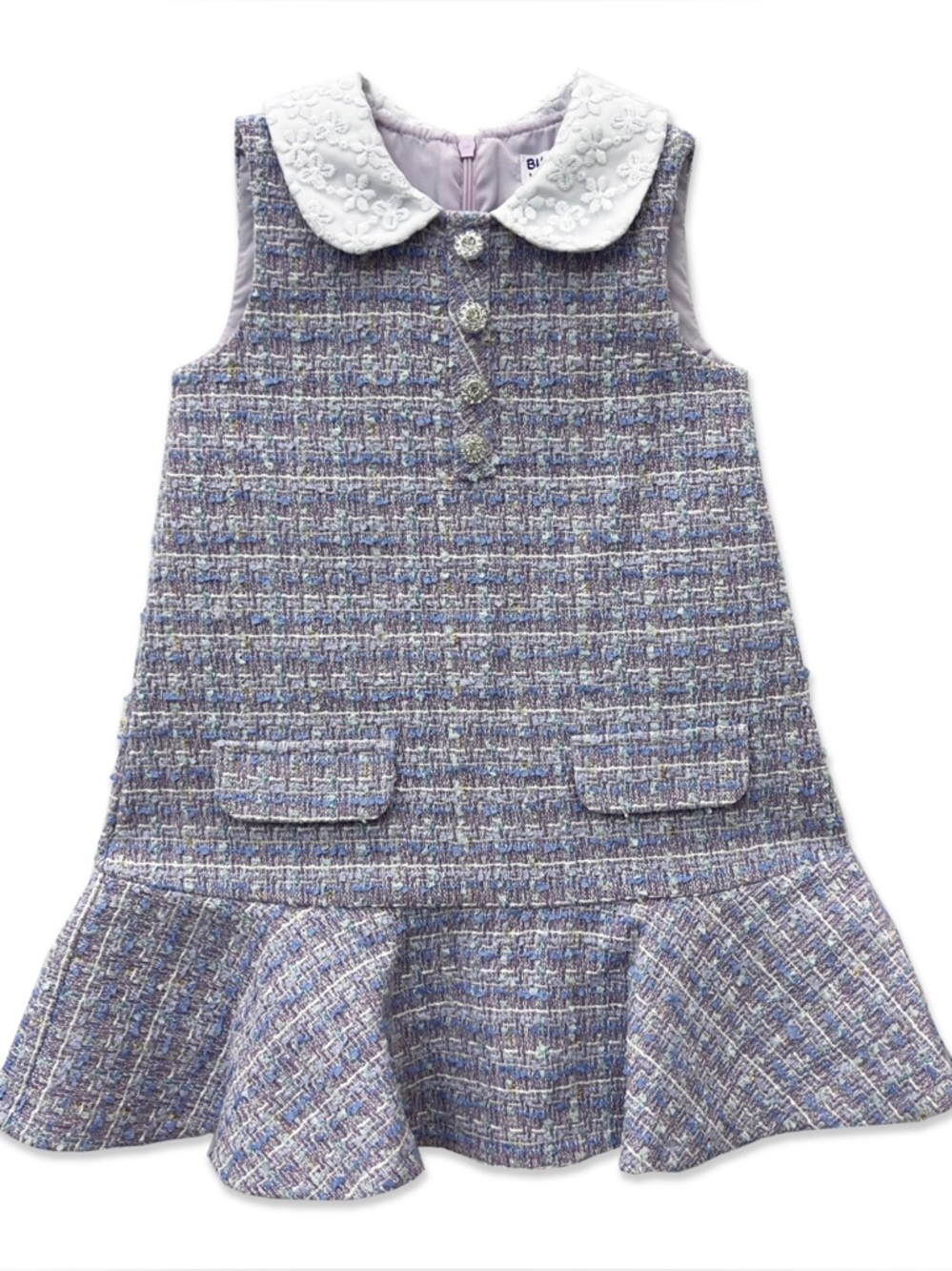 Blueberi Boulevard / purple collared tweed dress 2T
